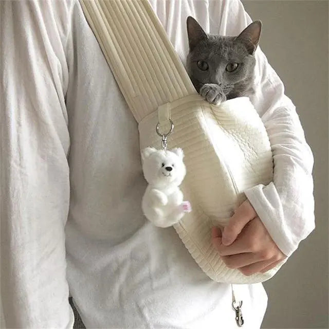 Dog Carrier Outdoor Travel Handbag Fashion Canvas Shoulder B