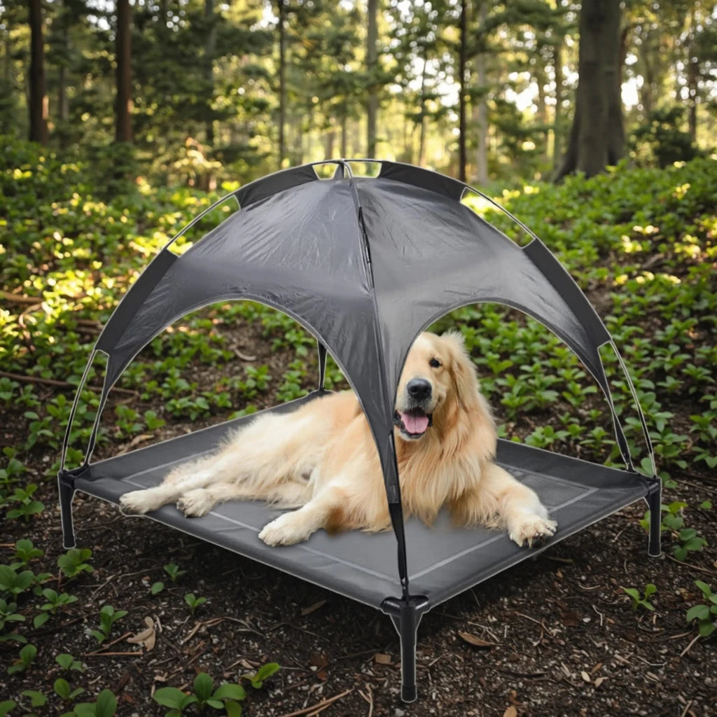 Eco-Friendly Outdoor Dog Bed Canopy Gray UV Resistant Summer