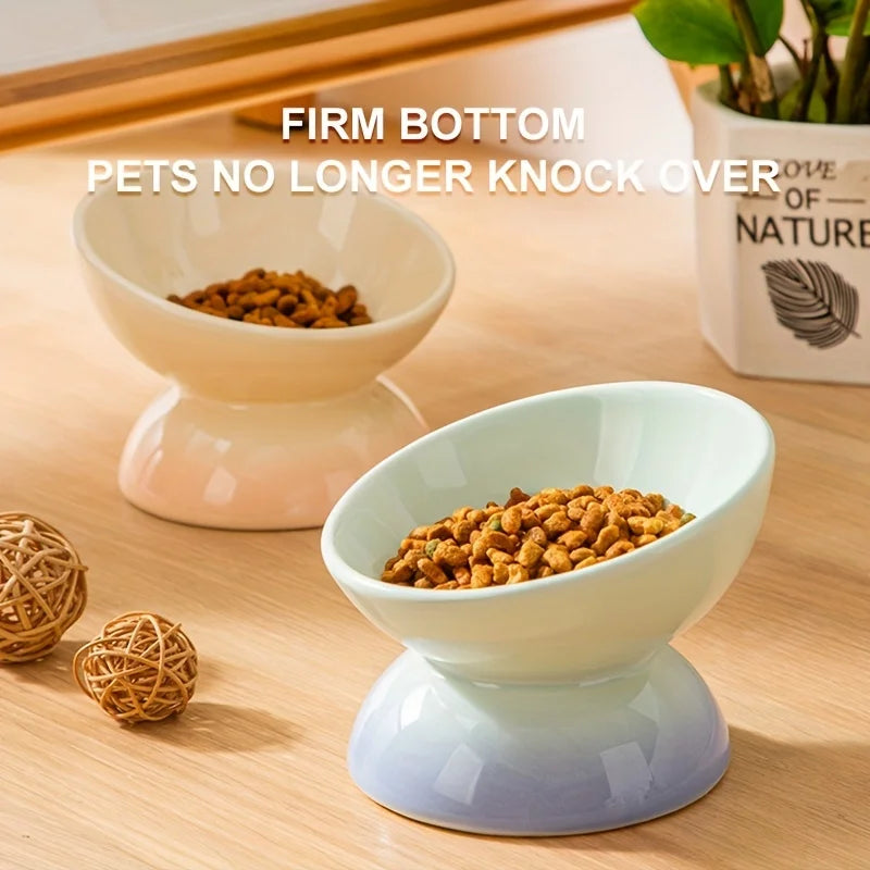 Cat Bowl,Ceramic Elevated Pet Food