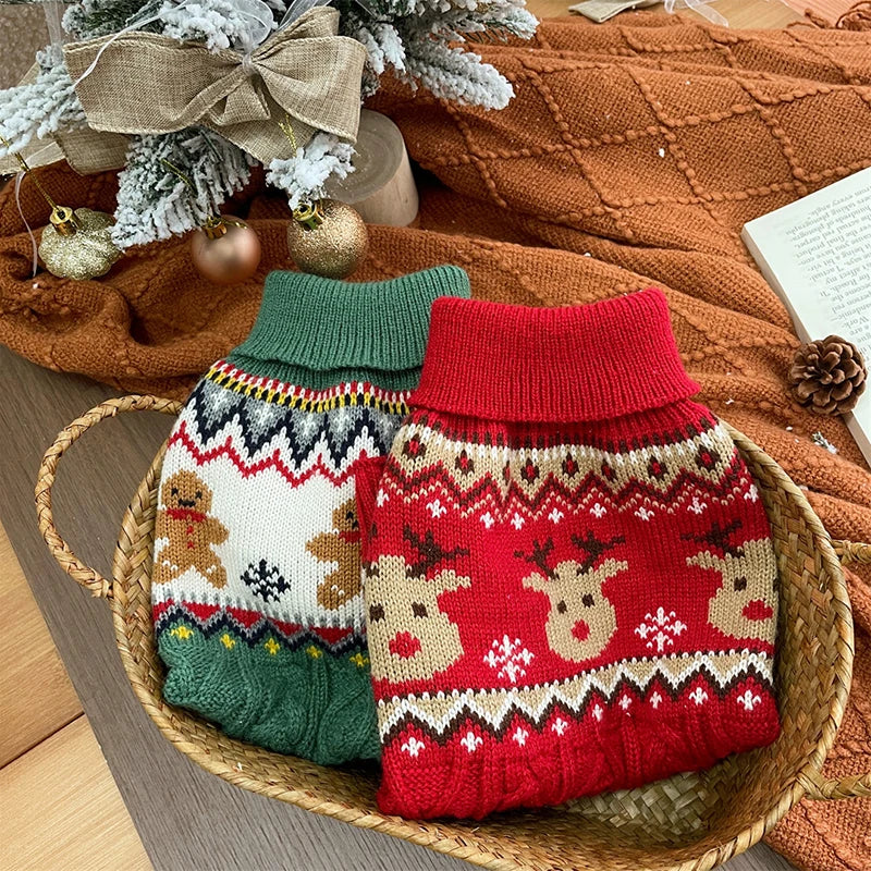 Dog Winter Clothes Pet Christmas Red Sweaters Sleeveless Gin