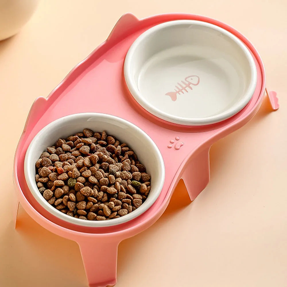 Double Cat Bowl with Stand
