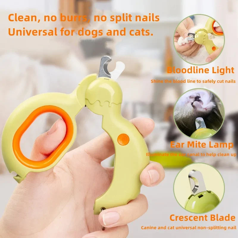 Pet nail clippers with LED light