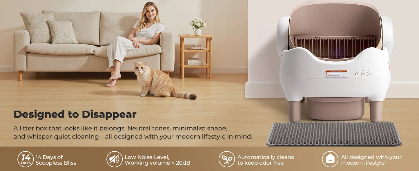Self-Cleaning Litter Box, Automatic Cat Litter Box with App Control