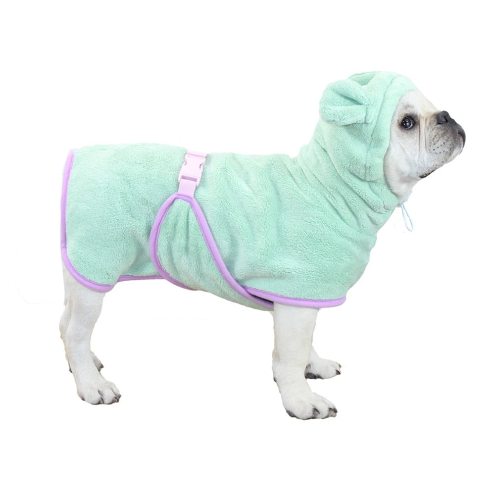 Cute Dog Bathrobe Pet Drying Coat Clothes Microfiber Absorbe