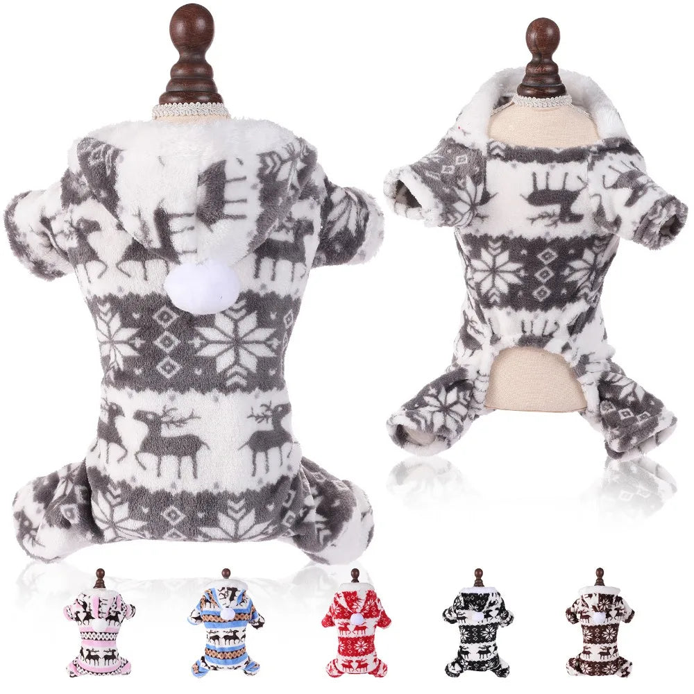 Dog Christmas Jumpsuits Winter Soft
