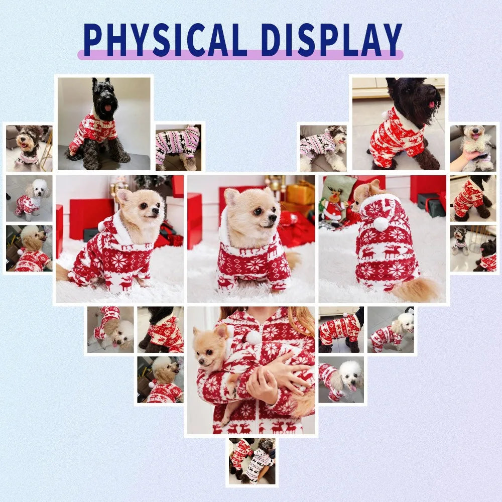 Dog Christmas Jumpsuits Winter Soft