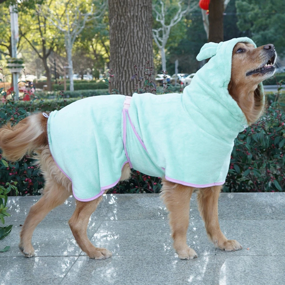 Cute Dog Bathrobe Pet Drying Coat Clothes Microfiber Absorbe