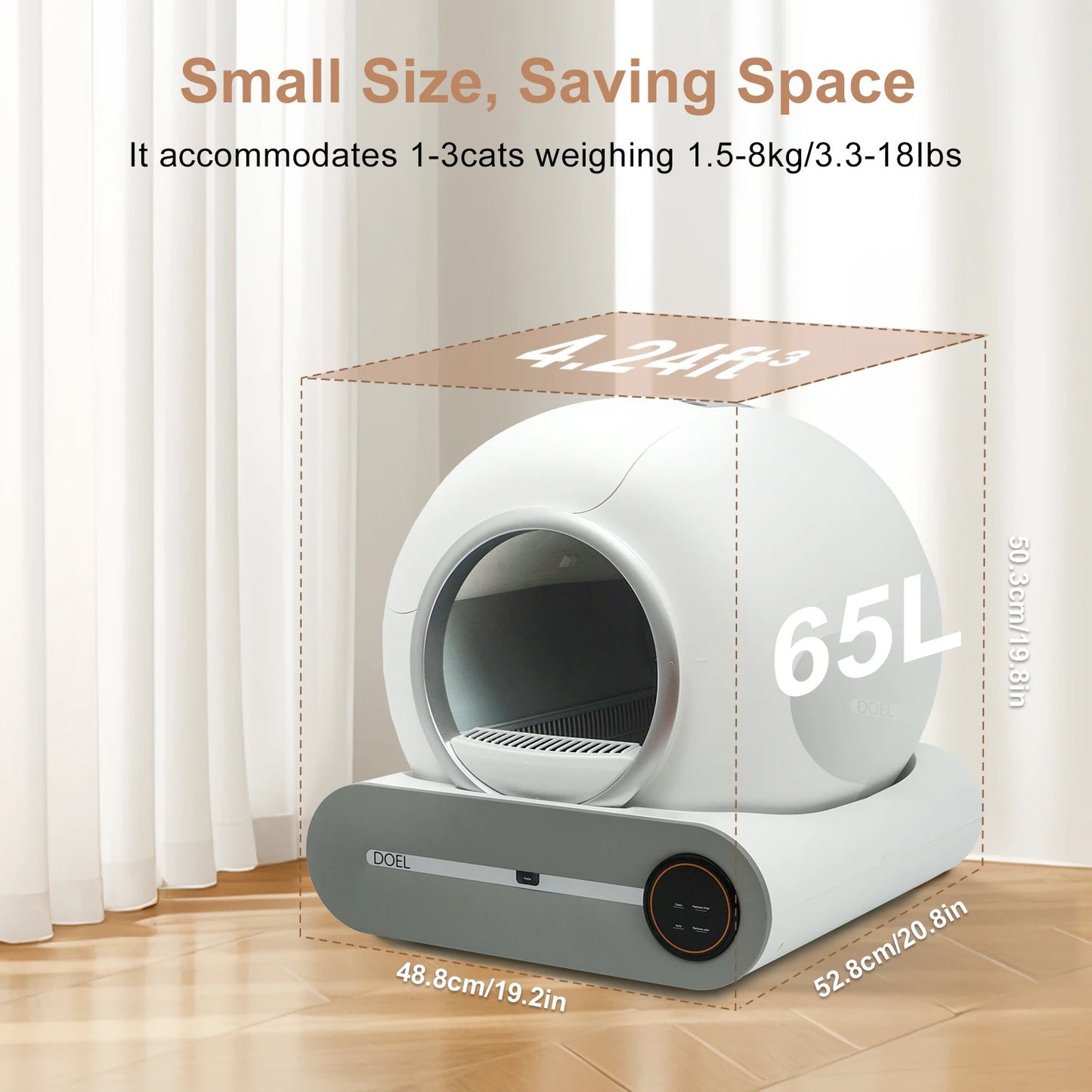 DOEL Self Cleaning Cat Litter Box 65L