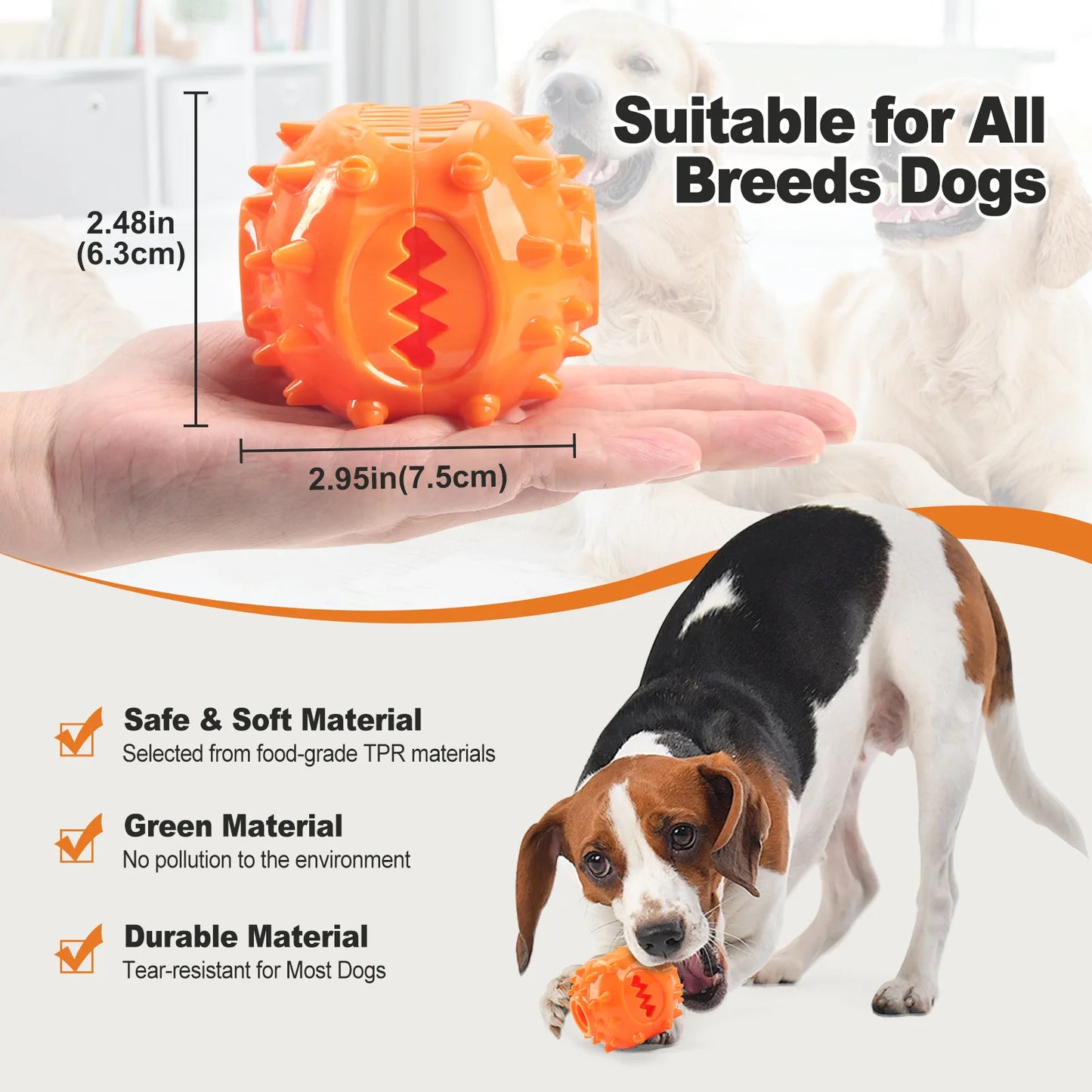 Dog Interactive Chew Treat Dispensing Ball - Self-Play, Bore