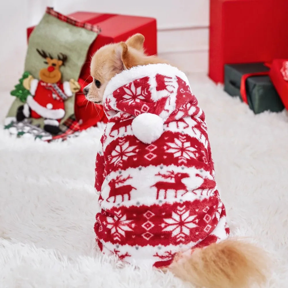 Dog Christmas Jumpsuits Winter Soft