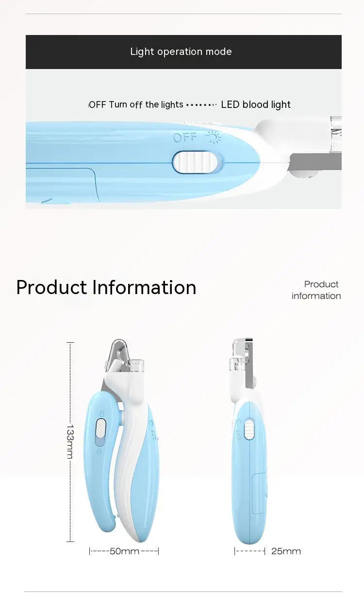 Pet nail clippers with LED light