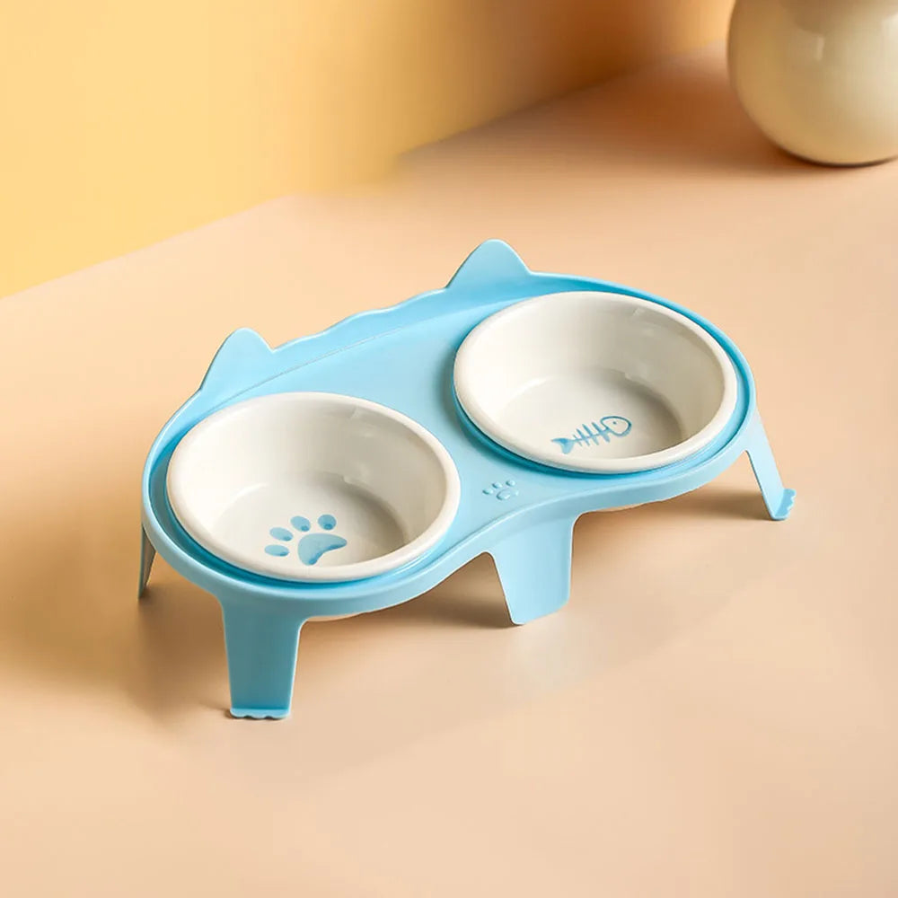 Double Cat Bowl with Stand