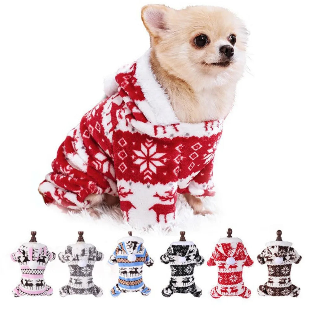 Dog Christmas Jumpsuits Winter Soft