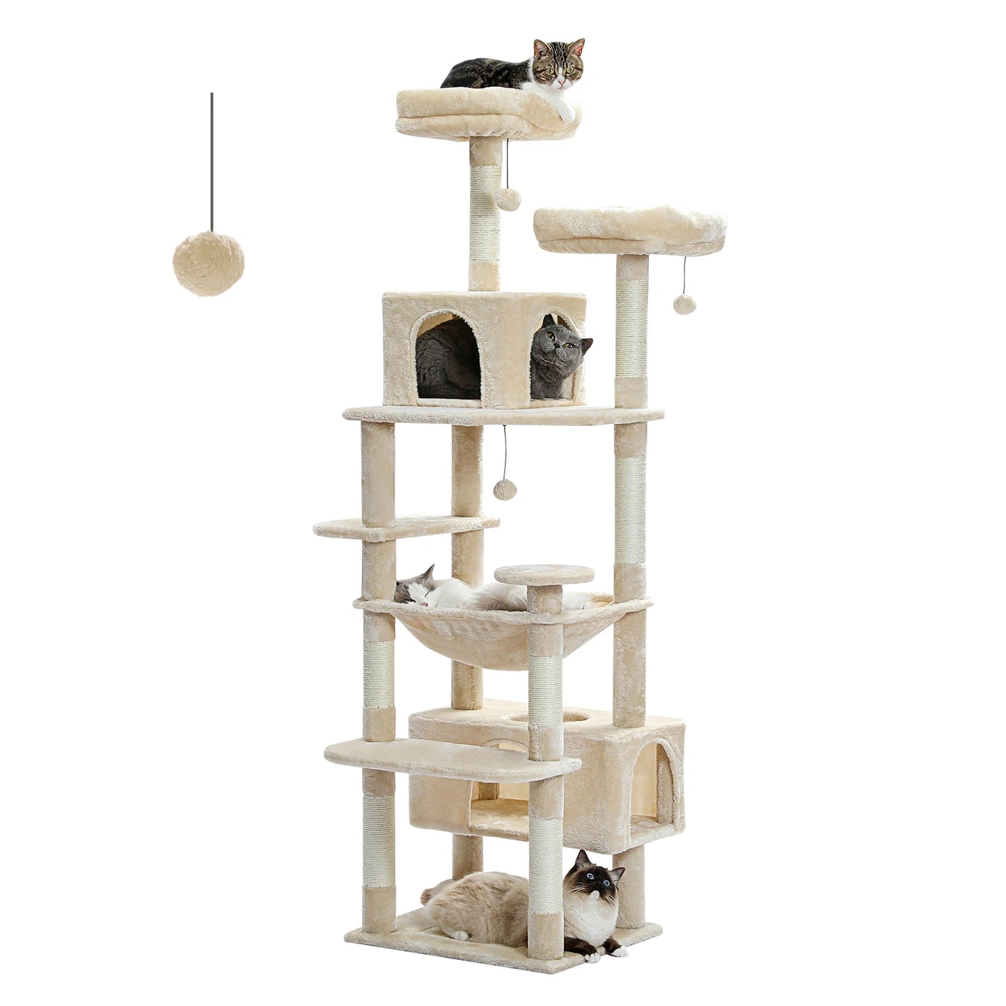 Large Cat Tree with Sisal-Covered Scratching Posts