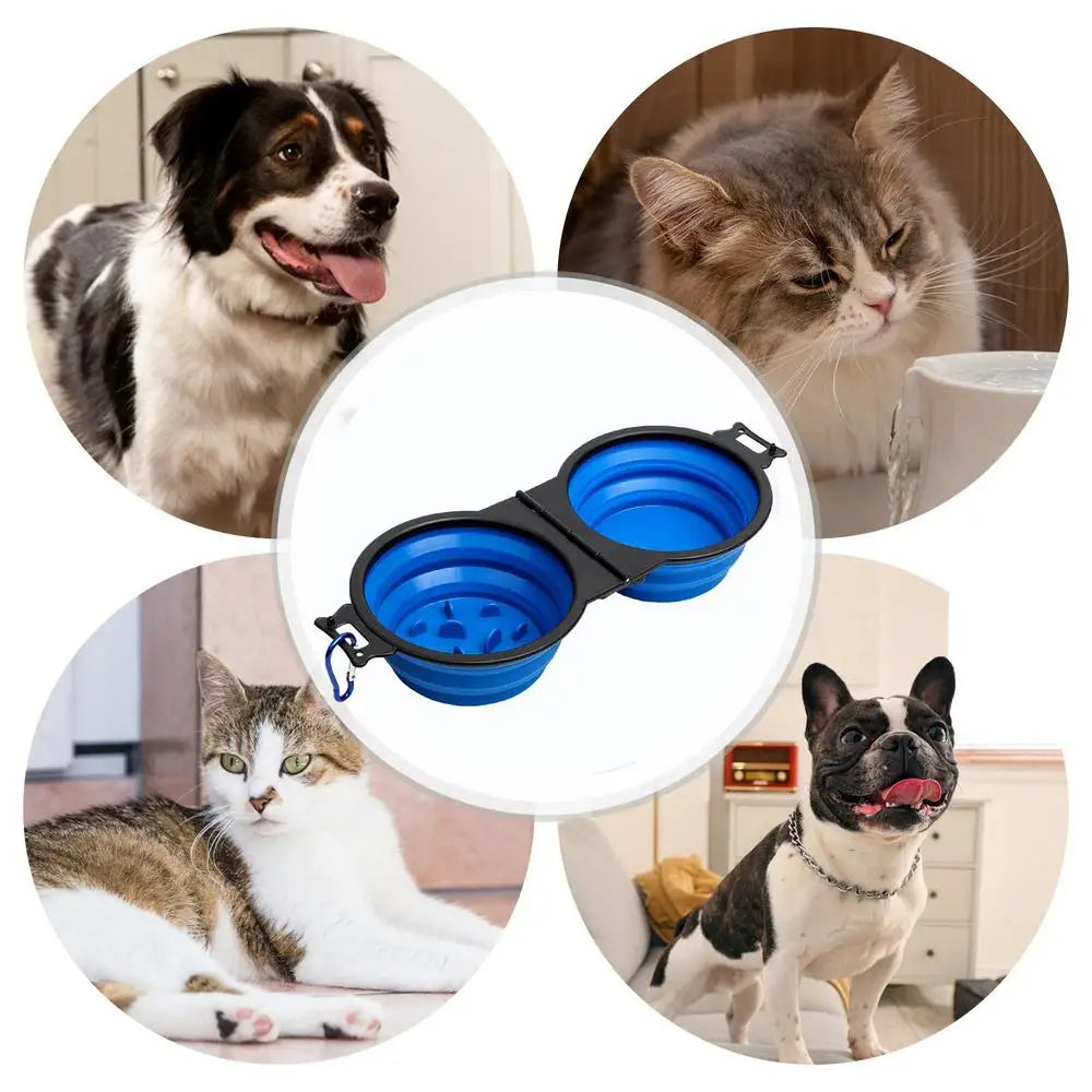 Foldable Double Dog Bowl Travel