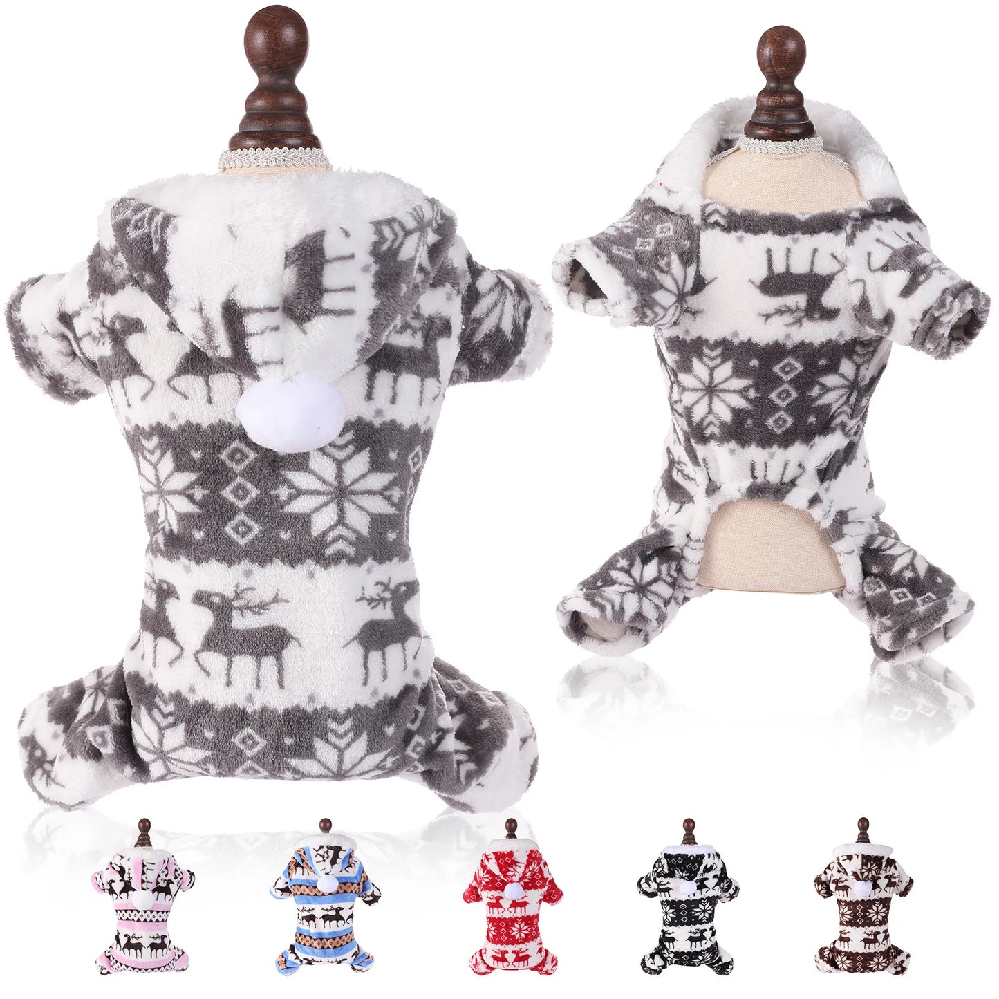 Dog Christmas Jumpsuits Winter Soft
