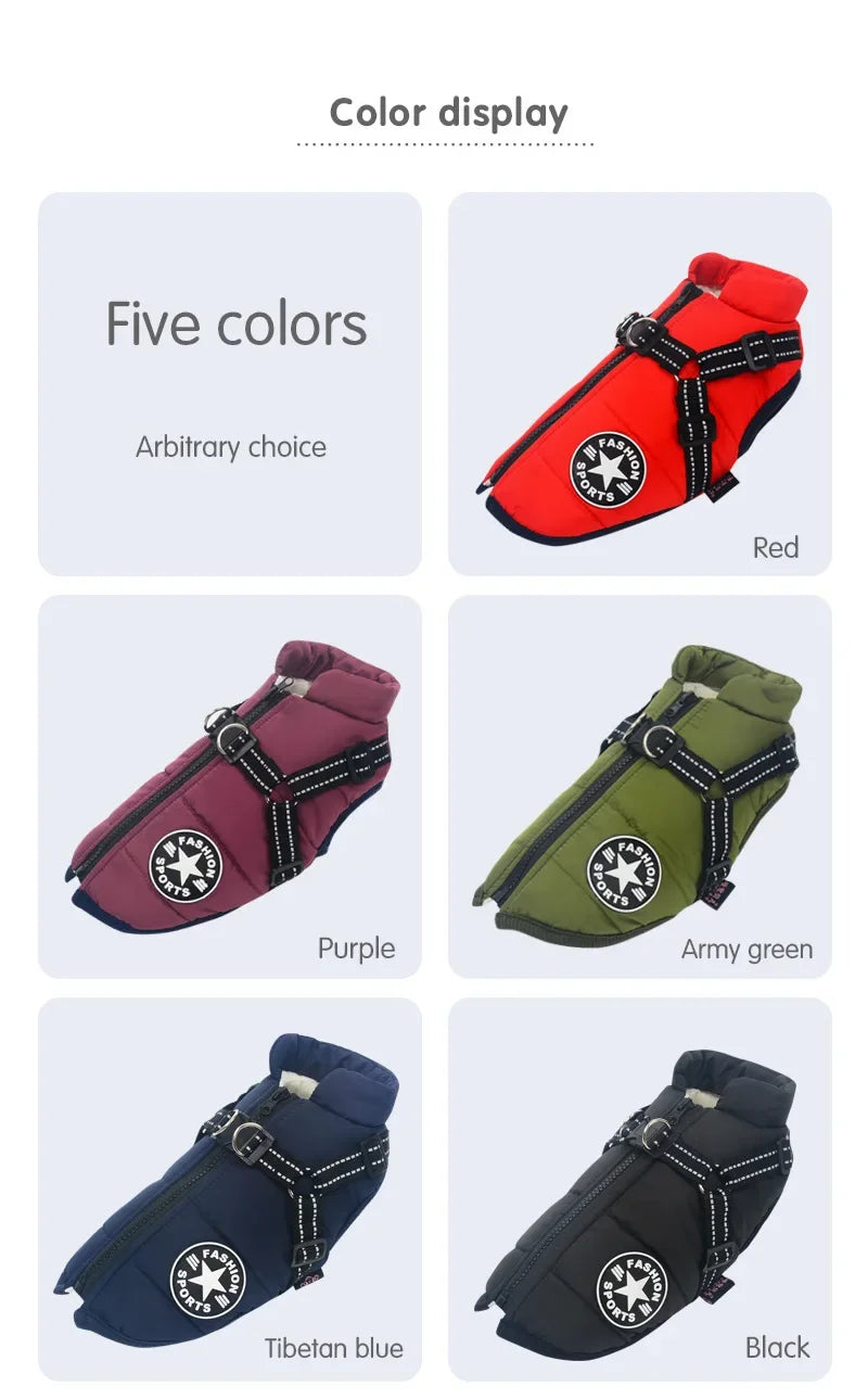 Waterproof Dog Jacket with Harness