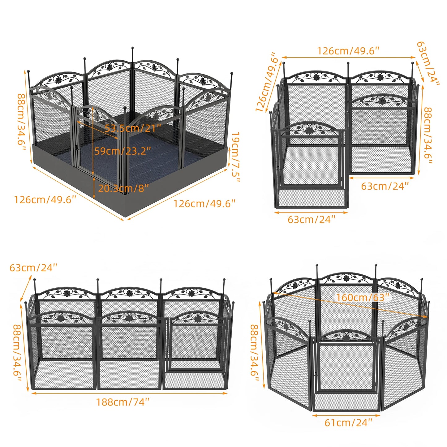 8 Panels DIY Heavy Duty Dog Playpen - outdoor