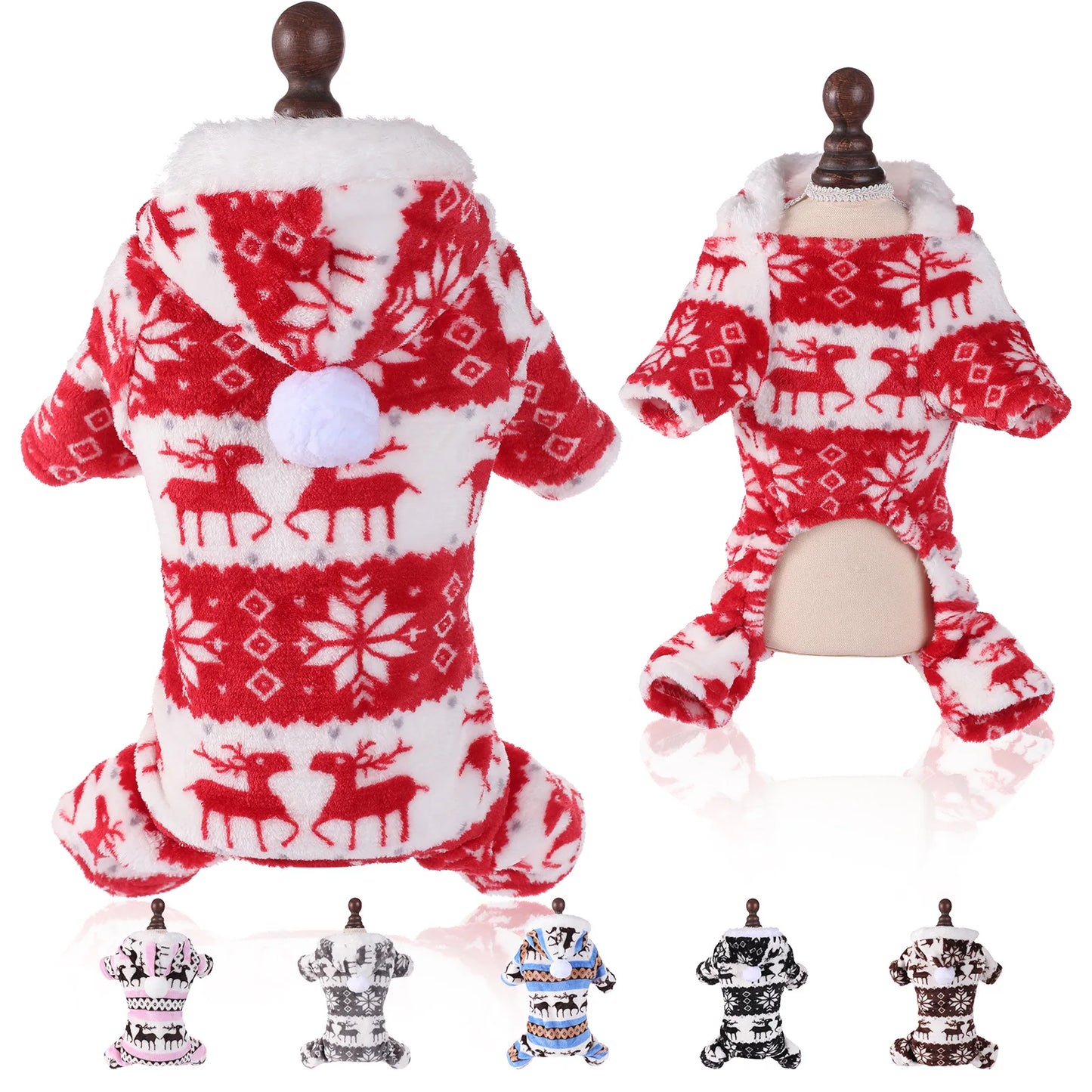 Dog Christmas Jumpsuits Winter Soft