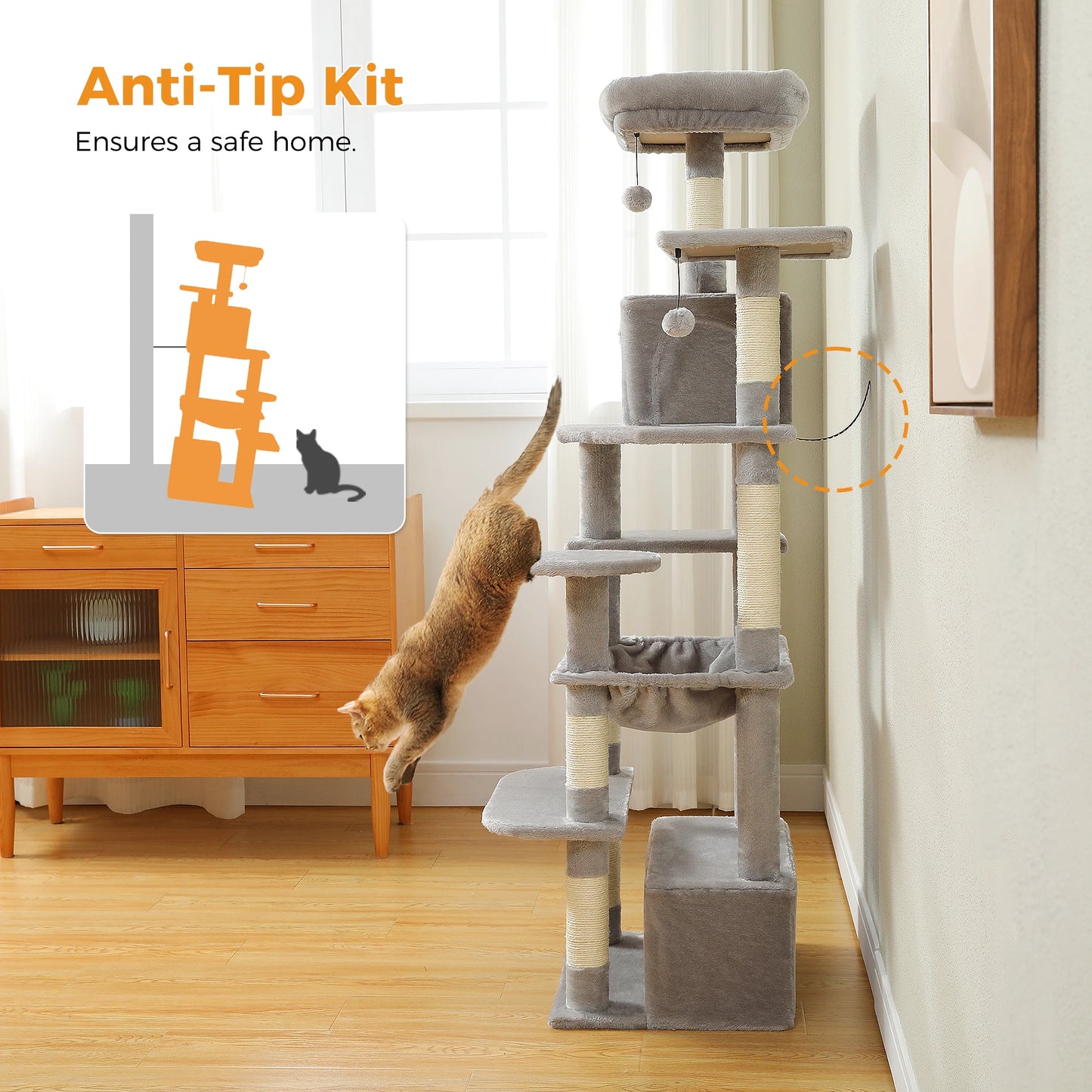 Large Cat Tree with Sisal-Covered Scratching Posts