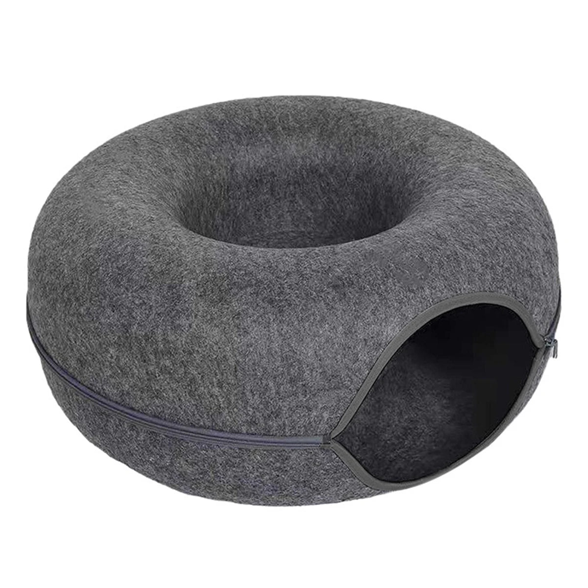 Felt Donut Bed for Cats with Tunnel to hide