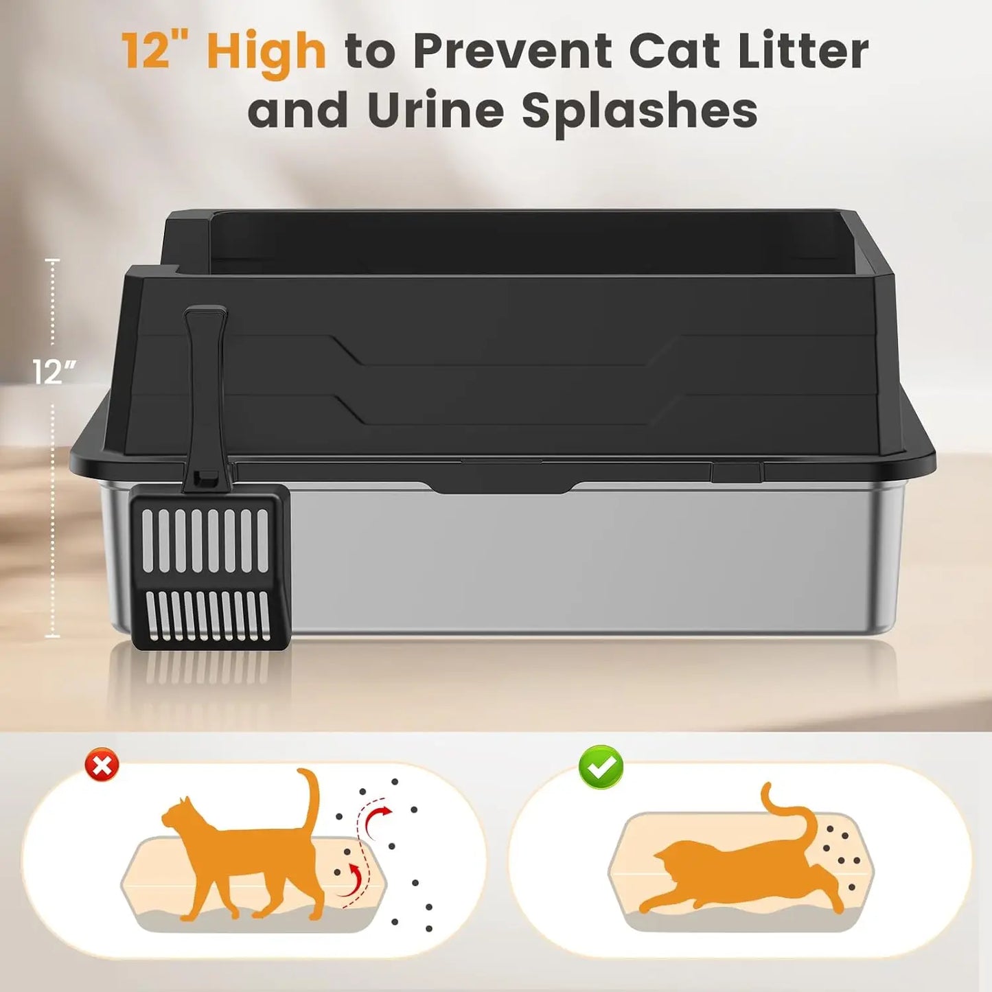 XXXL Stainless Steel Litter Box - Extra Large 28" L x 20" W