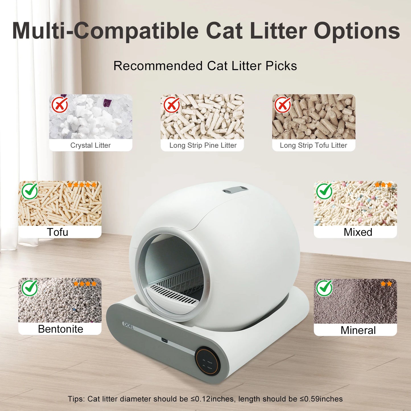 DOEL Self Cleaning Cat Litter Box 65L