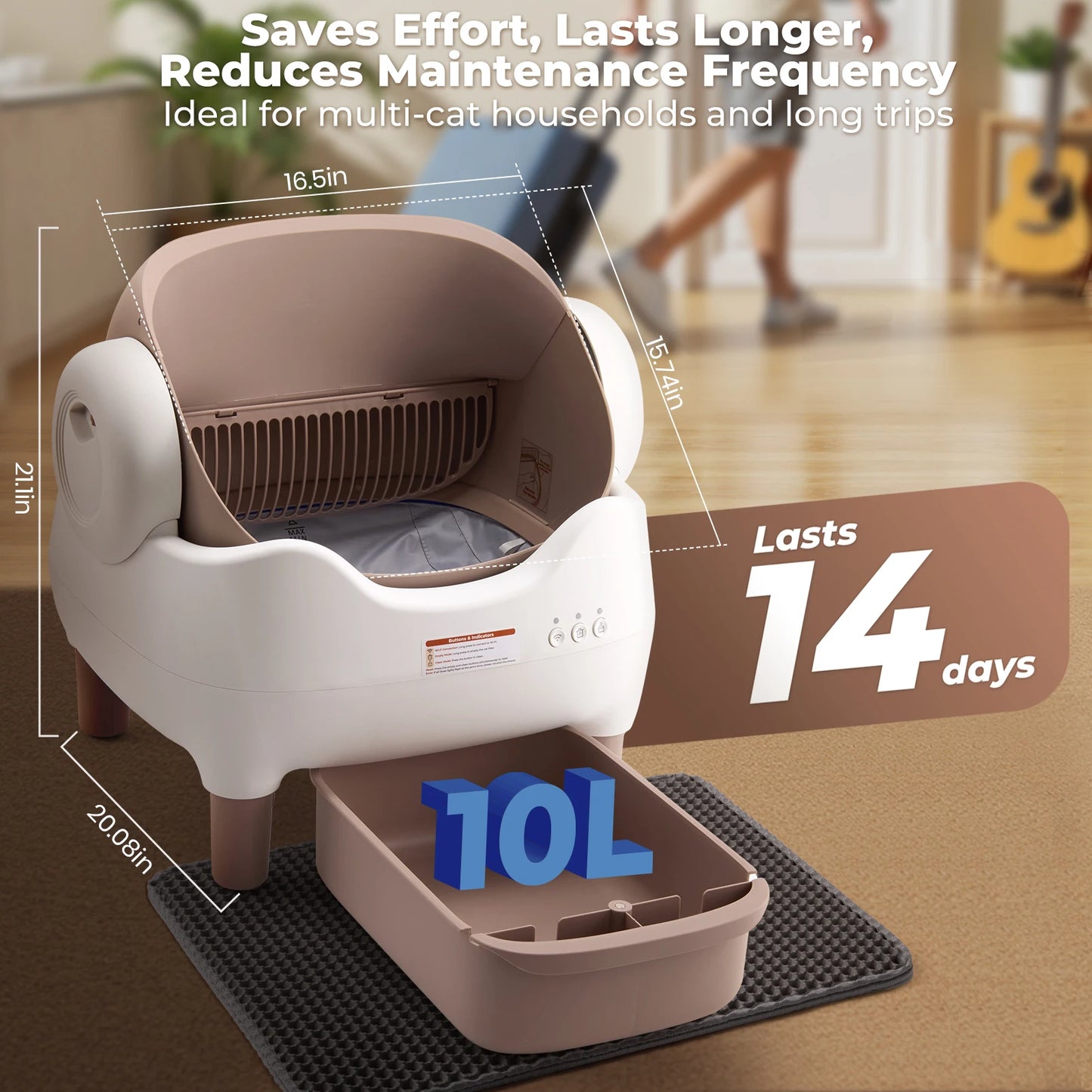 Self-Cleaning Litter Box, Automatic Cat Litter Box with App Control