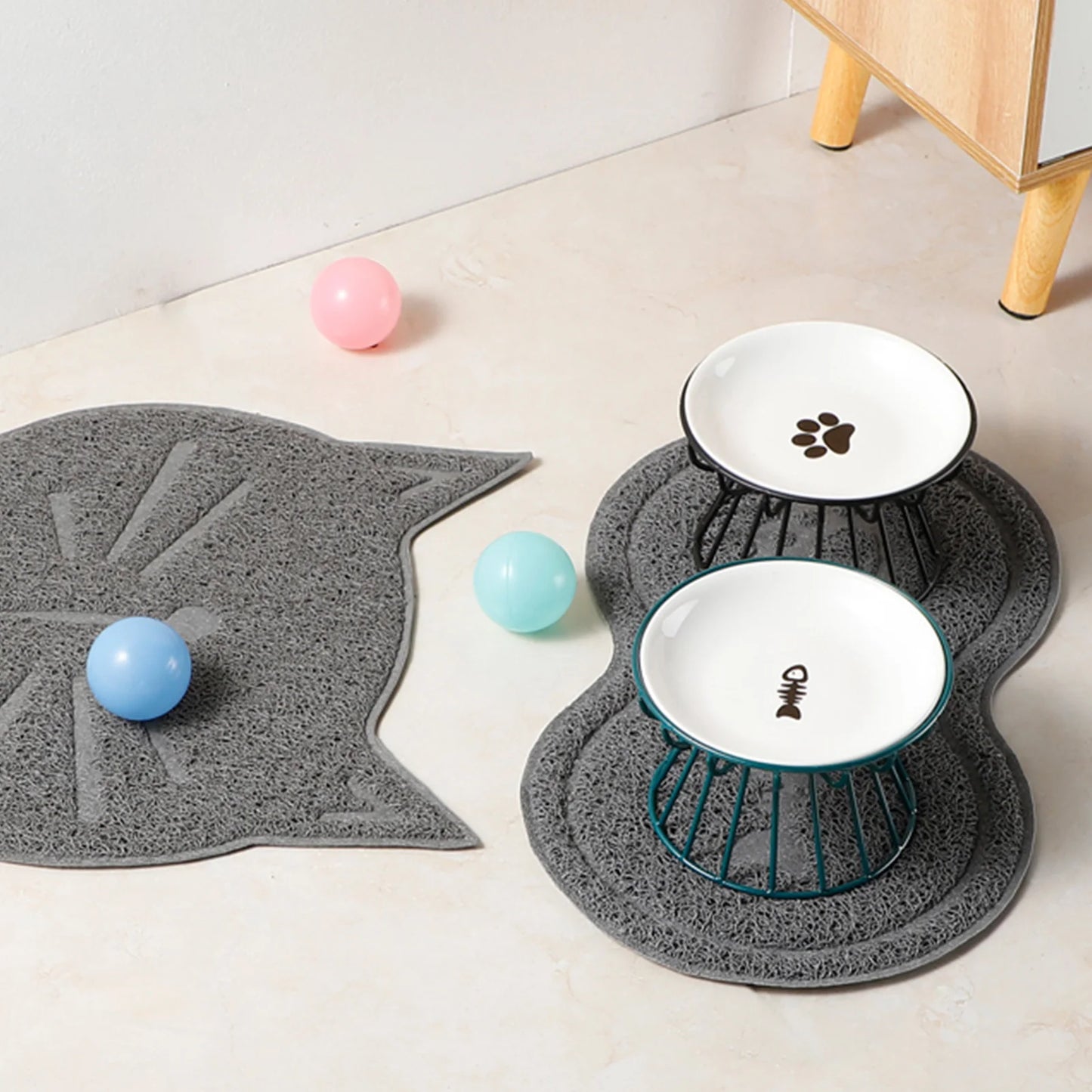 Double Cat Bowl with Stand