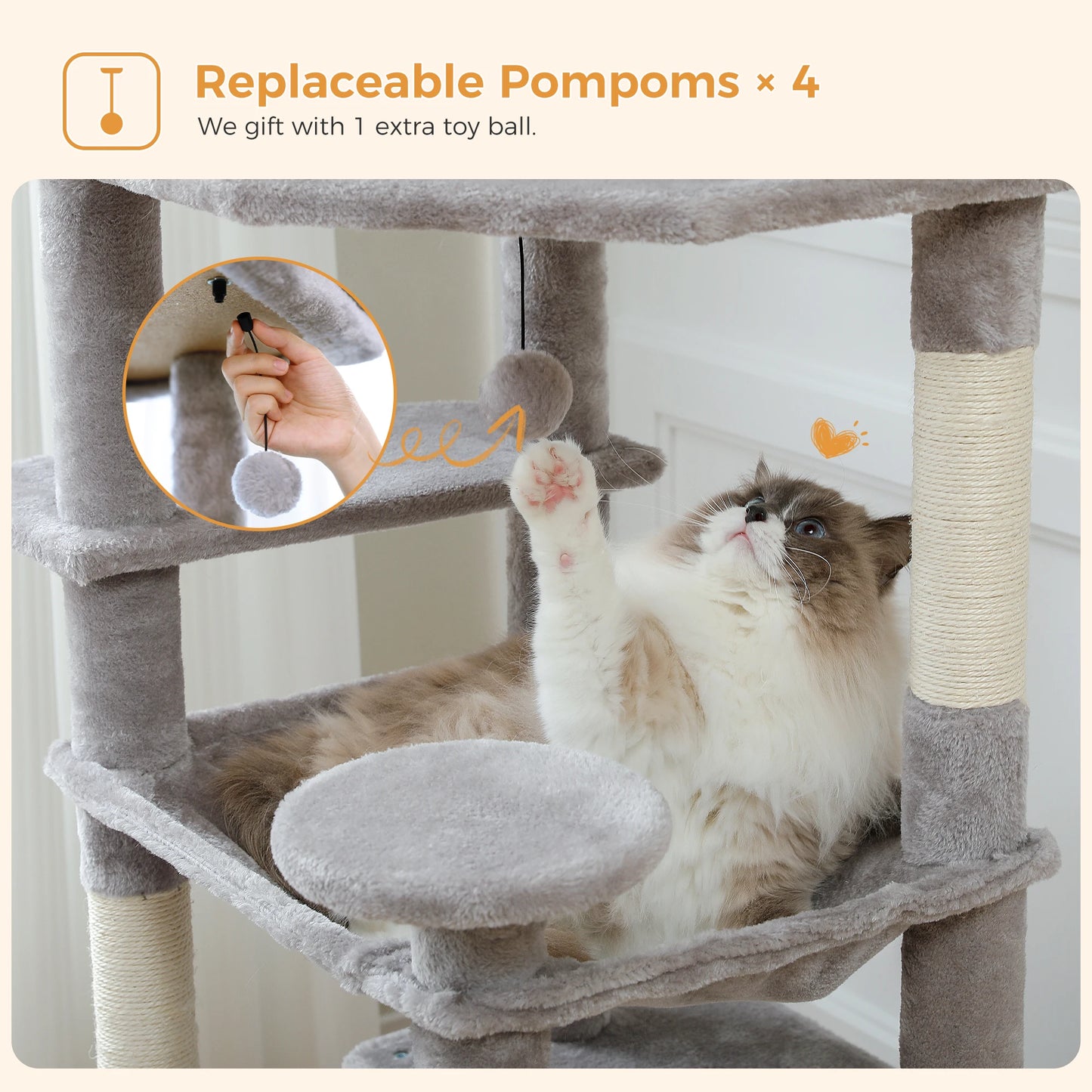Large Cat Tree with Sisal-Covered Scratching Posts