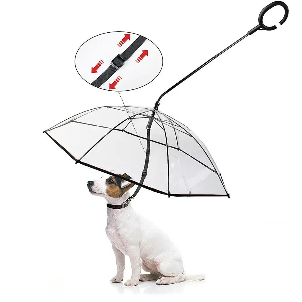 Dog Umbrella With Leash Transparent Umbrella Adjustable Angl