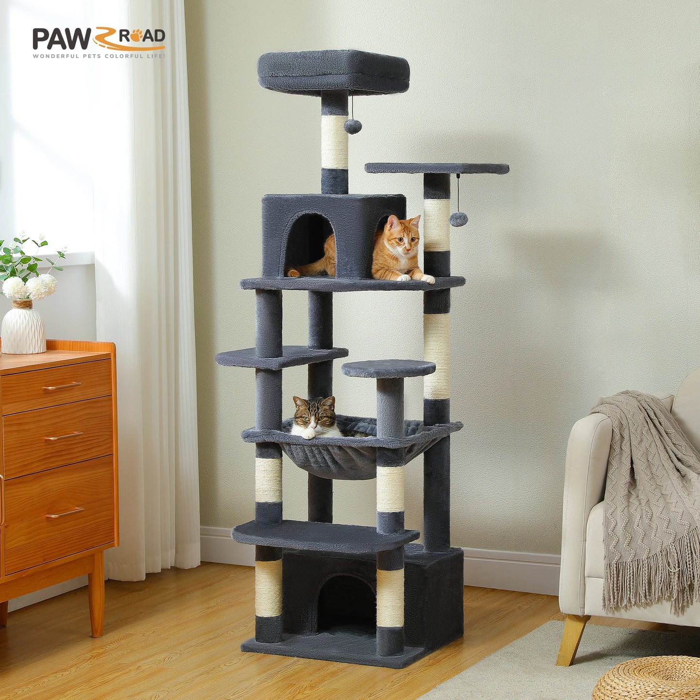 Large Cat Tree with Sisal-Covered Scratching Posts