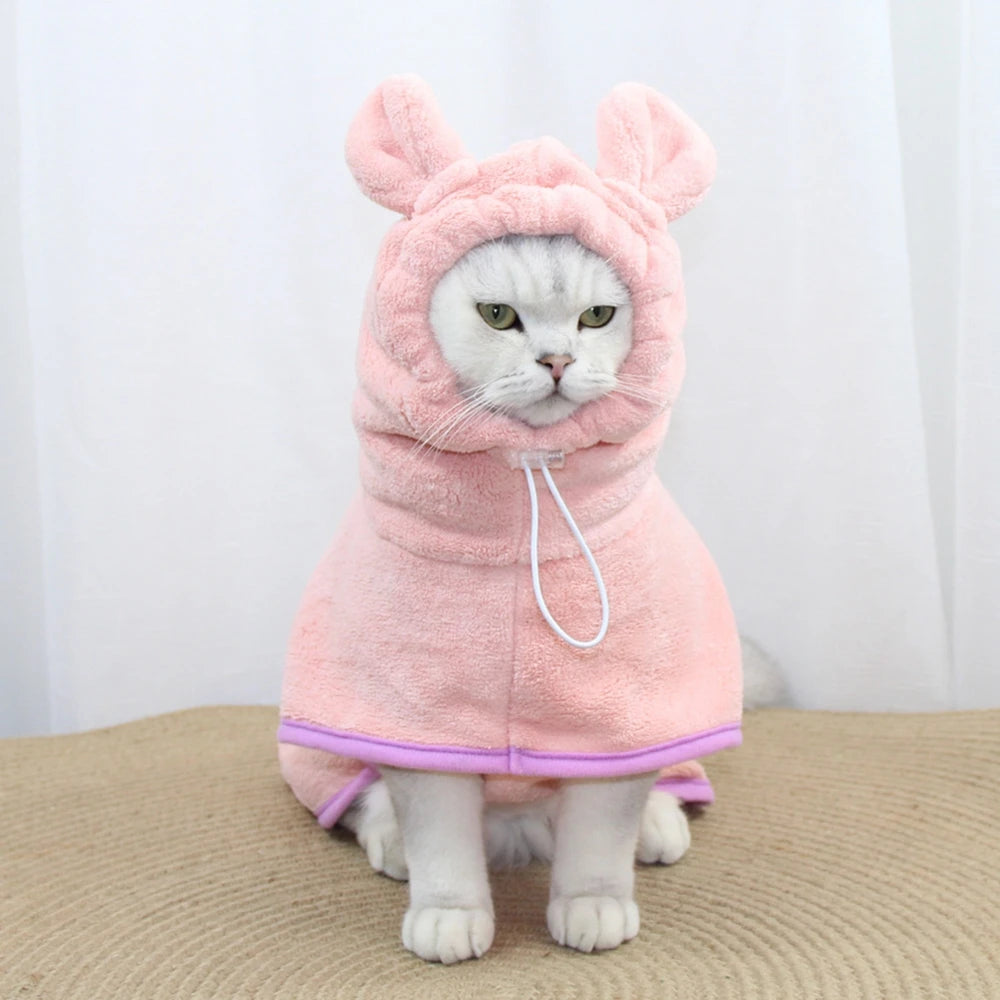 Cute Dog Bathrobe Pet Drying Coat Clothes Microfiber Absorbe