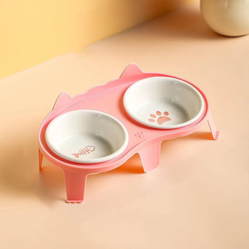Double Cat Bowl with Stand
