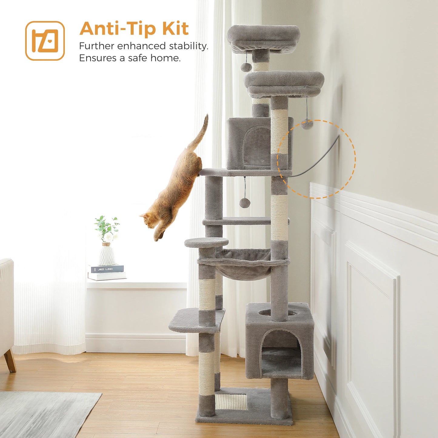 Large Cat Tree with Sisal-Covered Scratching Posts
