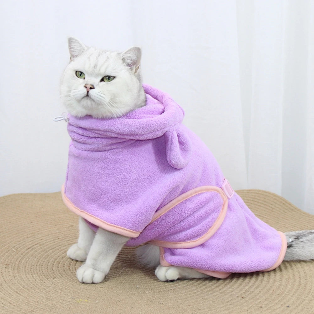 Cute Dog Bathrobe Pet Drying Coat Clothes Microfiber Absorbe