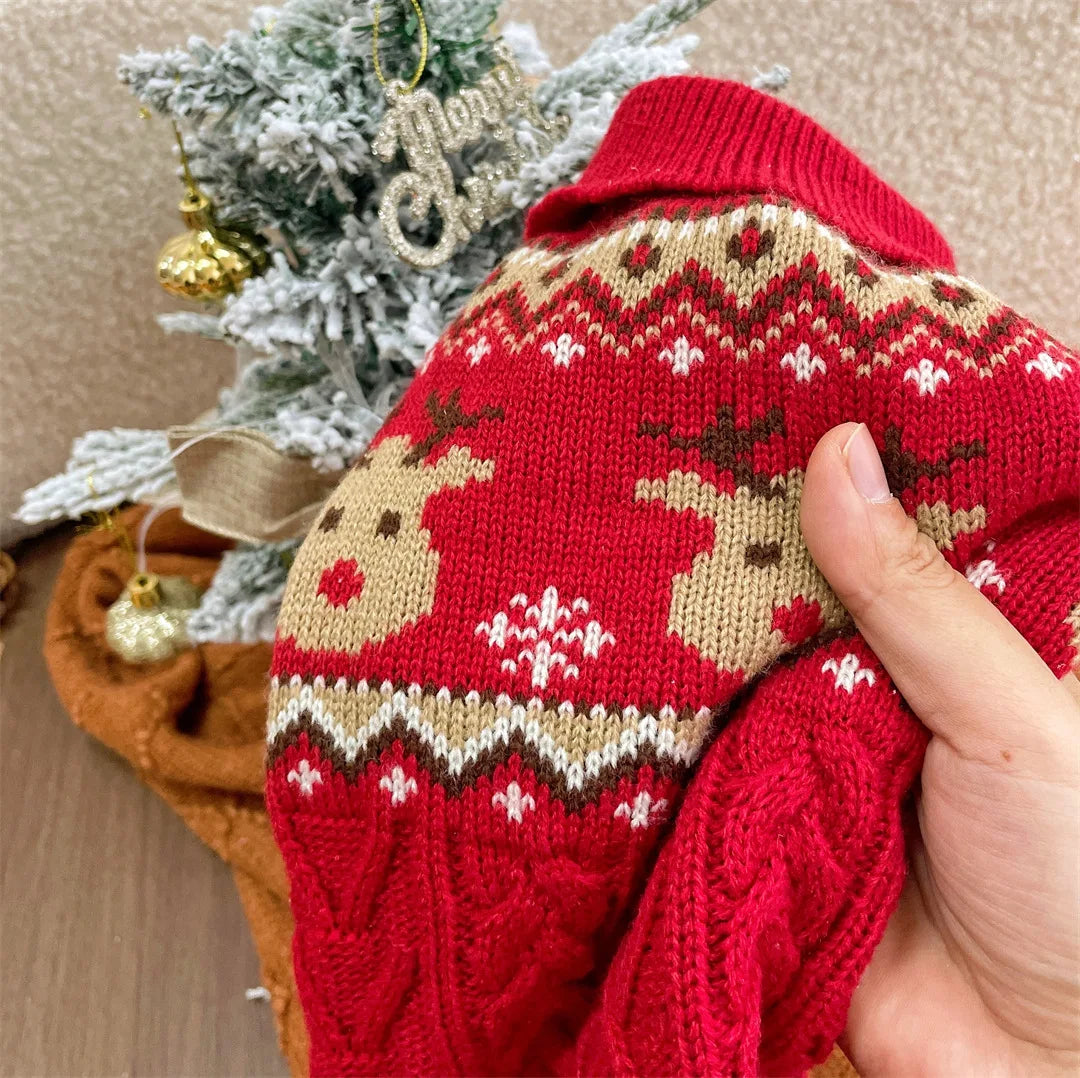 Dog Winter Clothes Pet Christmas Red Sweaters Sleeveless Gin