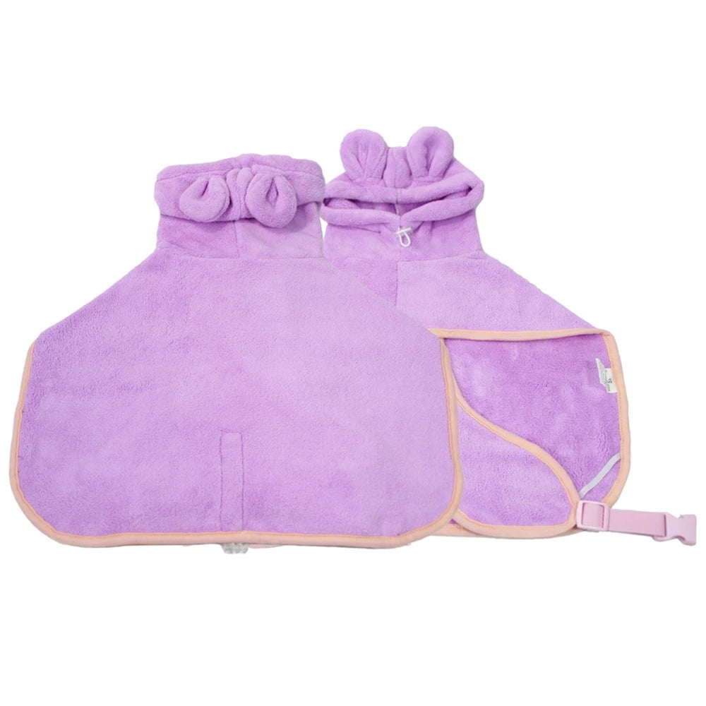Cute Dog Bathrobe Pet Drying Coat Clothes Microfiber Absorbe