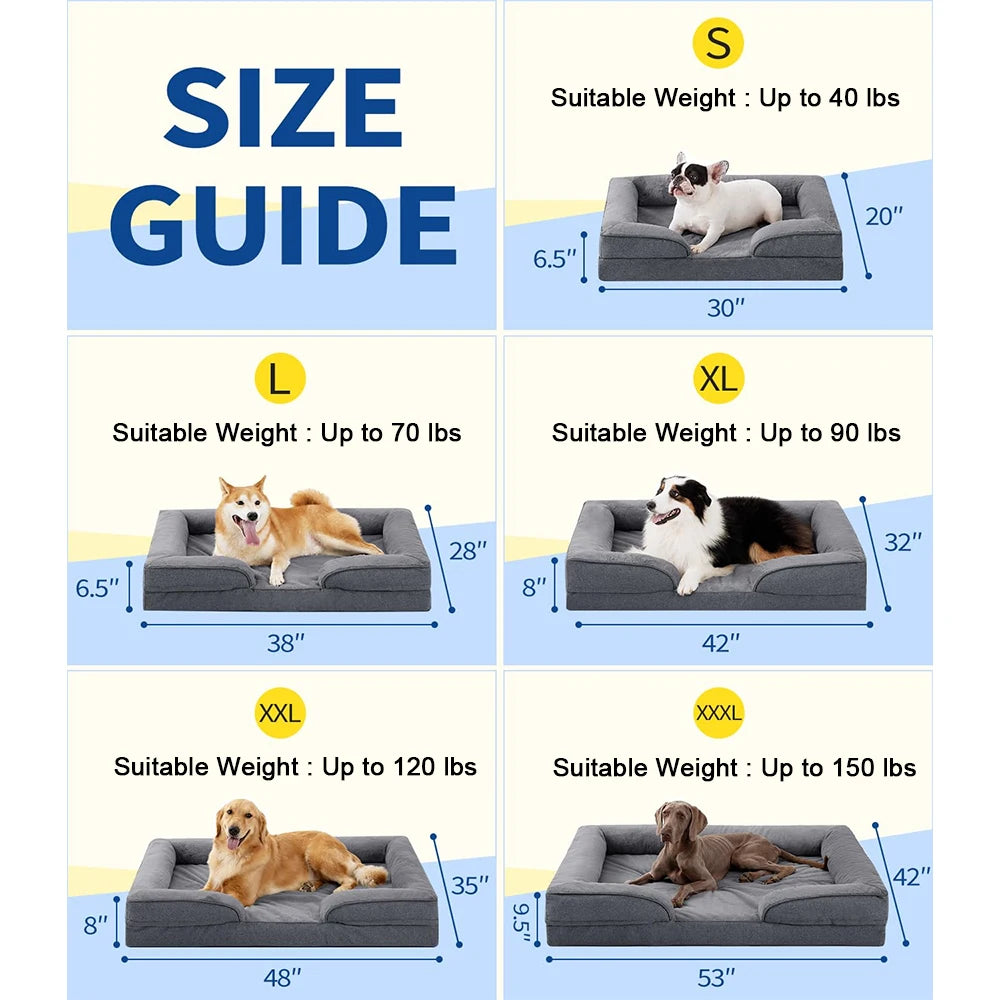 Extra Large Eco-Friendly Dog Bed Orthopedic Sofa Egg-Crate F