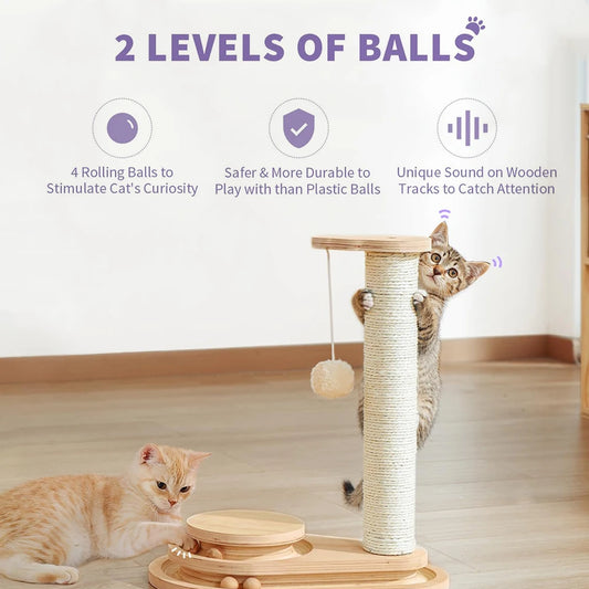 Solid Pine Wood 2-Level Cat
