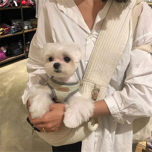 Dog Carrier Outdoor Travel Handbag Fashion Canvas Shoulder B
