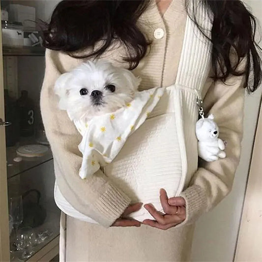 Dog Carrier Outdoor Travel Handbag Fashion Canvas Shoulder B