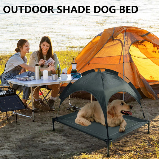 Eco-Friendly Outdoor Dog Bed Canopy Gray UV Resistant Summer