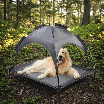 Eco-Friendly Outdoor Dog Bed Canopy Gray UV Resistant Summer
