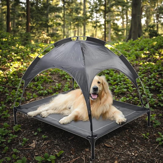 Eco-Friendly Outdoor Dog Bed Canopy Gray UV Resistant Summer