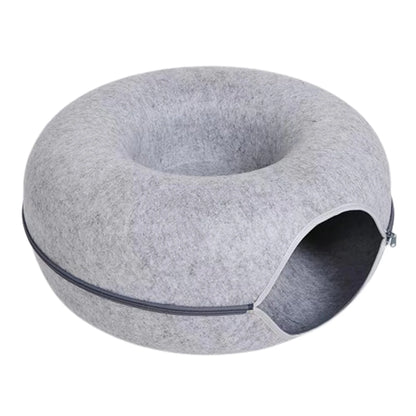 Felt Donut Bed for Cats with Tunnel to hide