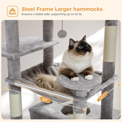 Large Cat Tree with Sisal-Covered Scratching Posts