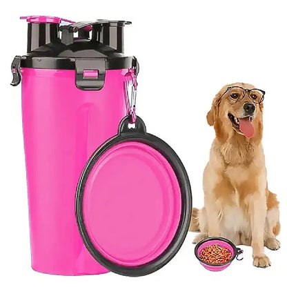 Portable 2 in 1 Pet Water Bottle with Folding Bowl