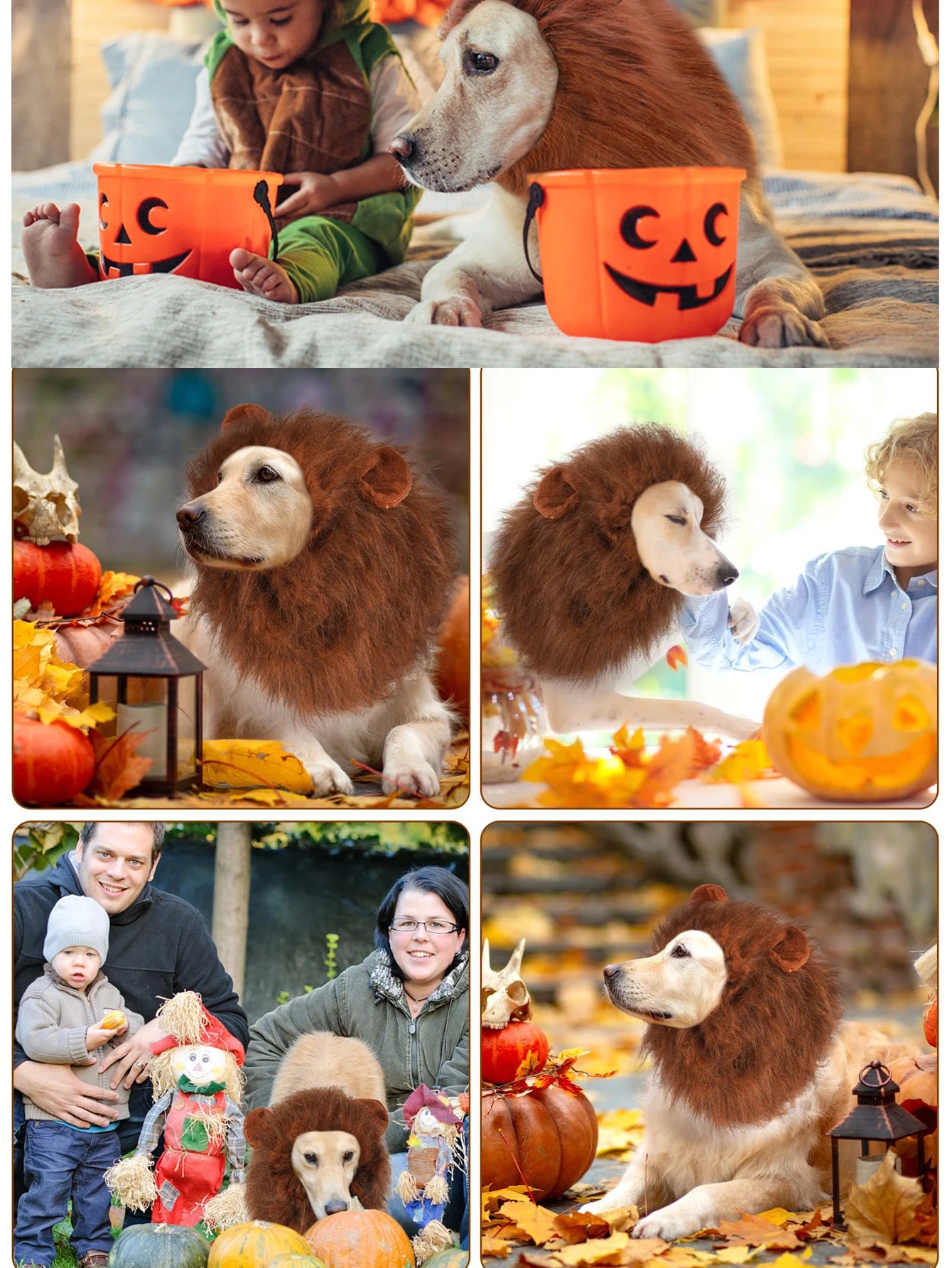 Lion Mane Dog Halloween Costume Lion - Suitable for Medium to Large Dogs