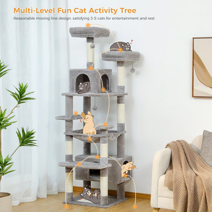 Large Cat Tree with Sisal-Covered Scratching Posts